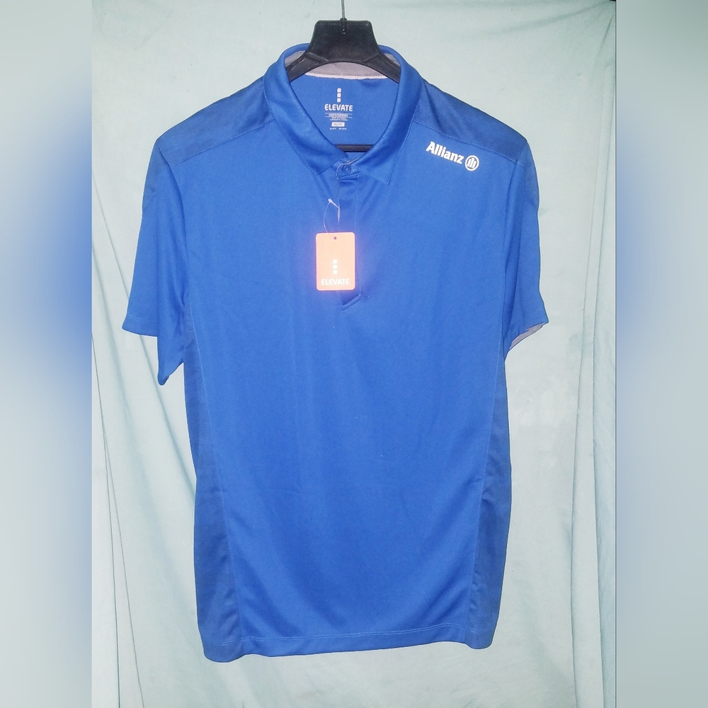 Elevate Men’s Colared Short Sleeve Allianz Blue Polo Shirt Size XL New w Tag